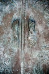 Relief auf Kirchentür in Bronze